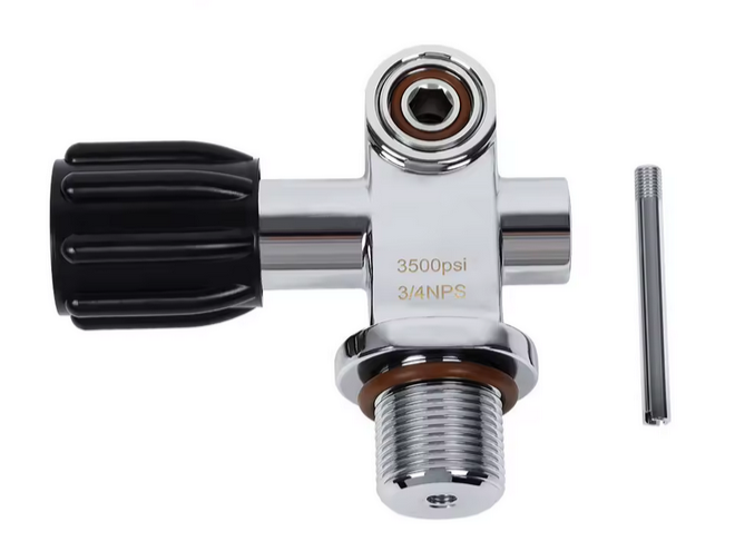 Rubinetteria per bombole subacquee monoattacco 3/4" GAS NPS 3500 psi profilo 60° parallelo