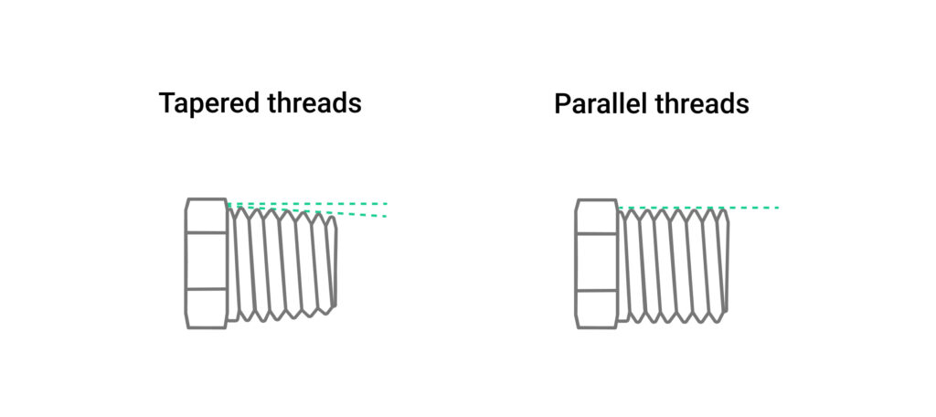 Esempio di attacchi conici (tapered) e di attacchi paralleli (parallel)