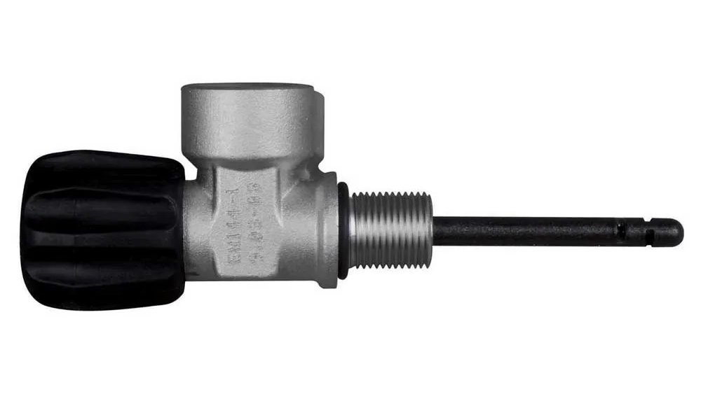 Rubinetto Subacqueo SCUBATEC Mono mod. COMPTEC Mini DIN 232 Bar M18x1,5 per bombolino Argon muta stagna con volantino in gomma